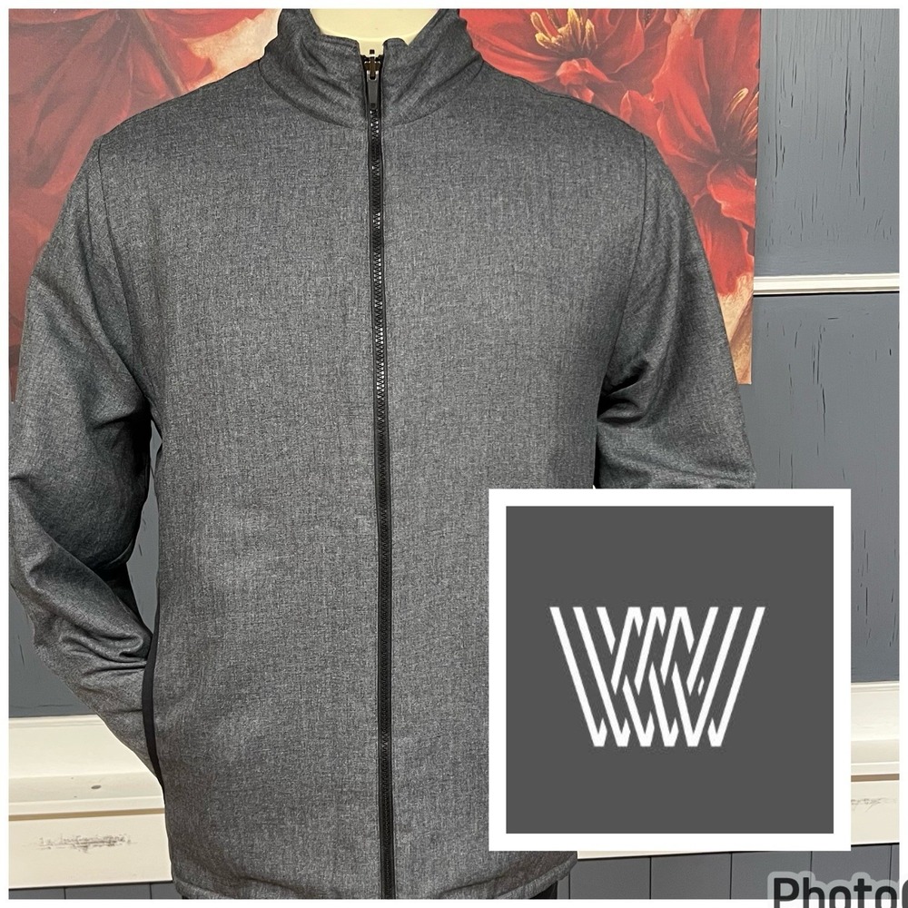 Mack Weldon WARMKNIT 2-Way Puffer Jacket Charcoal Heather / True Black Mens XL
